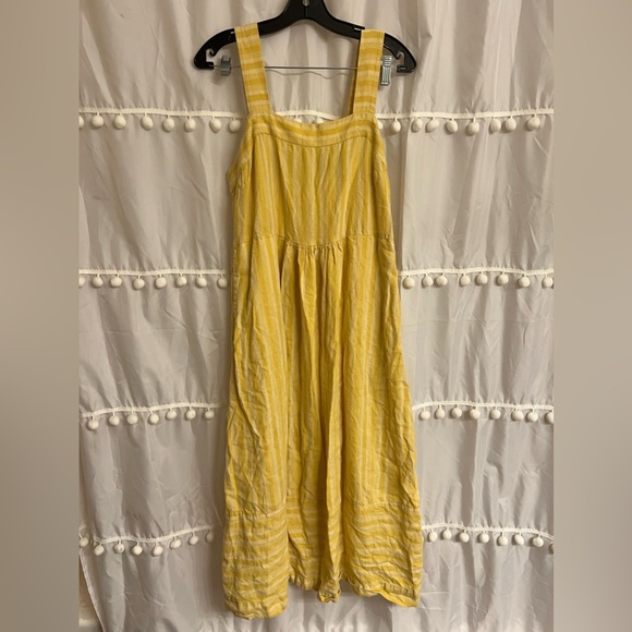 Patagonia Garden Island Yellow White Stripe Dress Size Medium - Picture 3 of 5